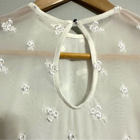 Free People Intimately NEW Women’s XS Make Out Mesh Embroidered Bodysuit Ivory - Picture 7 of 12